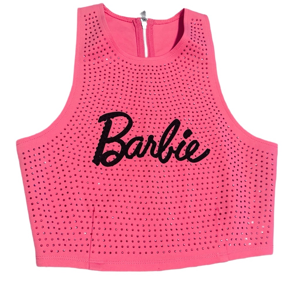 Pink Barbie Rhinestone Crop Top – Y2K Glam
